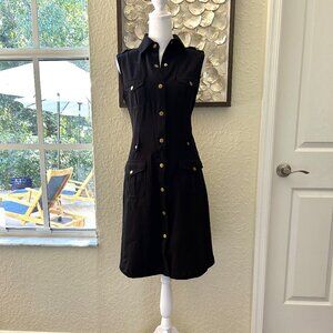 Calvin Klein Black Snap Down Utility Midi Dress